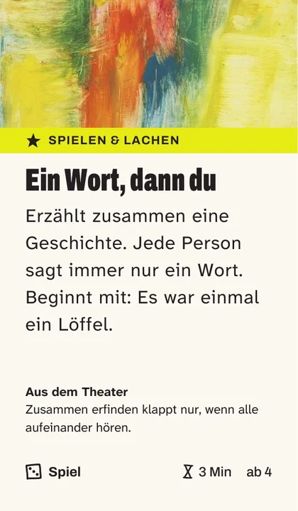 Karte aus der Farbe Spielen & Lachen
