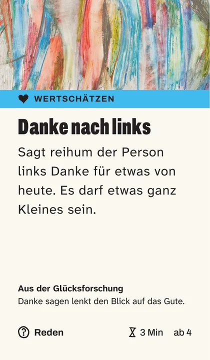 Karte aus der Farbe Wertschätzen