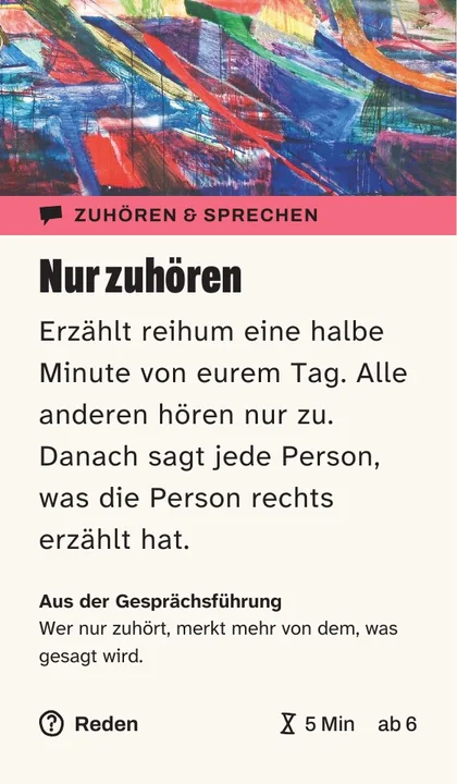 Karte aus der Farbe Zuhören & Sprechen